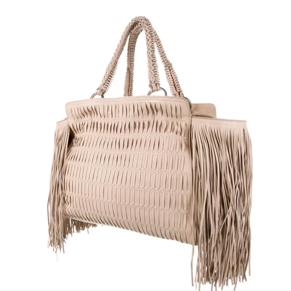 SALVATORE FERRAGAMO Leather Fringe Tote Bag